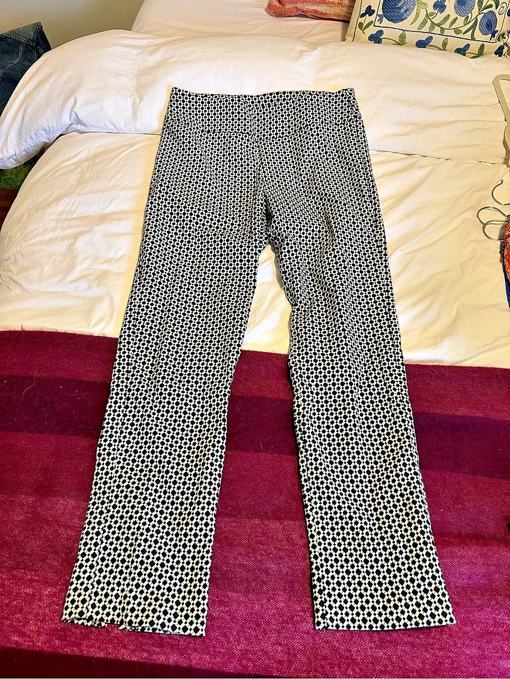 Elliott Lauren Geometric Straight Leg Pants in Black & White Size 8